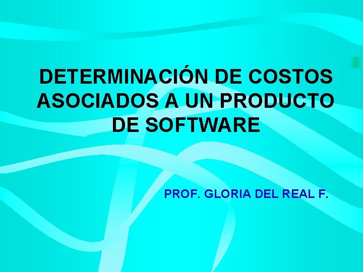 DETERMINACIÓN DE COSTOS ASOCIADOS A UN PRODUCTO DE SOFTWARE PROF. GLORIA DEL REAL F.