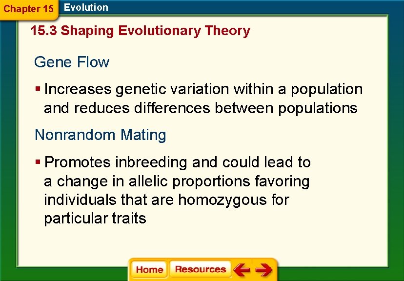 Chapter 15 Evolution 15. 3 Shaping Evolutionary Theory Gene Flow § Increases genetic variation