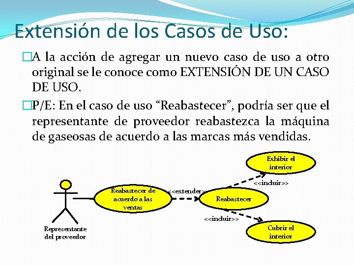 Extensión de los Casos de Uso: �A la acción de agregar un nuevo caso