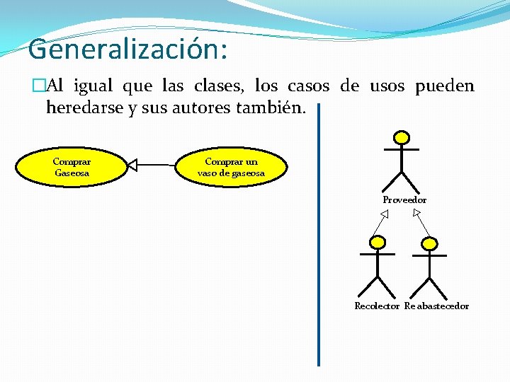 Generalización: �Al igual que las clases, los casos de usos pueden heredarse y sus