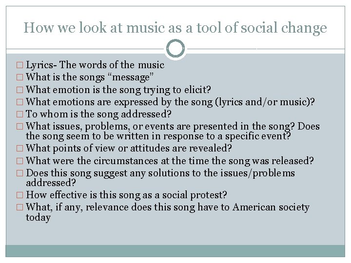 How we look at music as a tool of social change � Lyrics- The