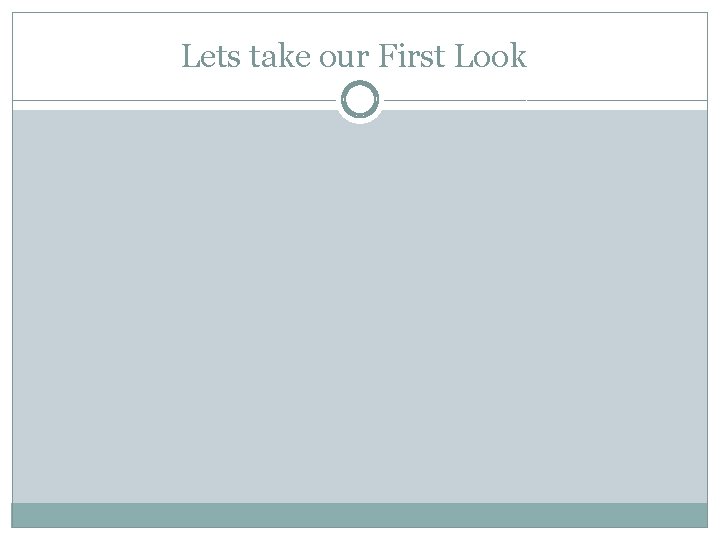 Lets take our First Look 