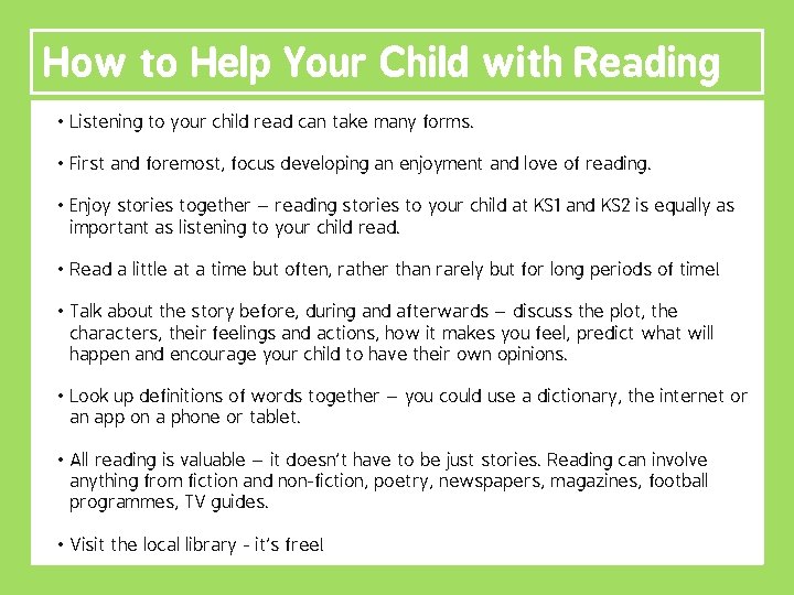 How to Help Your Child with Reading • Listening to your child read can