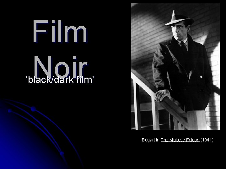 Film Noir ‘black/dark film’ Bogart in The Maltese Falcon (1941) 