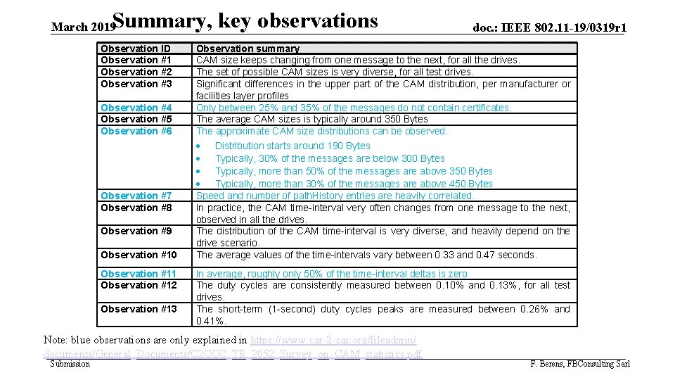 Summary, key observations March 2019 Observation ID Observation #1 Observation #2 Observation #3 Observation