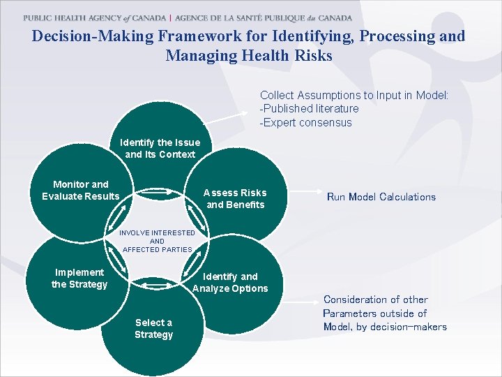 Decision-Making Framework for Identifying, Processing and Managing Health Risks Collect Assumptions to Input in