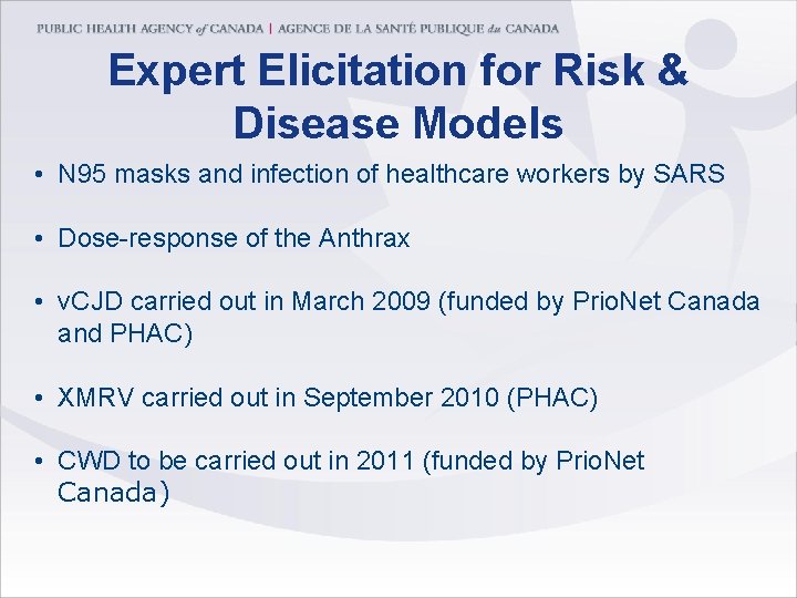 Expert Elicitation for Risk & Disease Models • N 95 masks and infection of