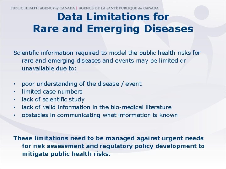 Data Limitations for Rare and Emerging Diseases Scientific information required to model the public