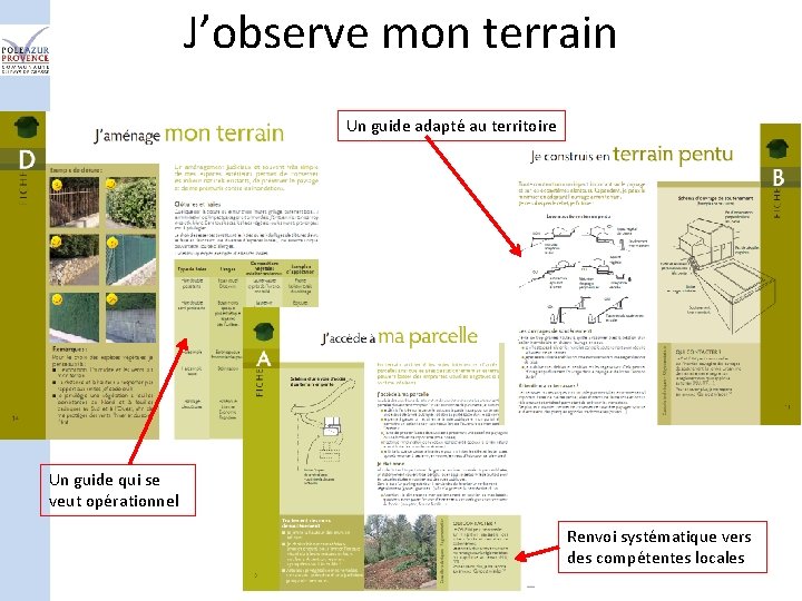 J’observe mon terrain Un guide adapté au territoire Un guide qui se veut opérationnel