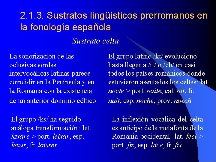 2. 1. 3. Sustratos lingüísticos prerromanos en la fonología española Sustrato celta La sonorización