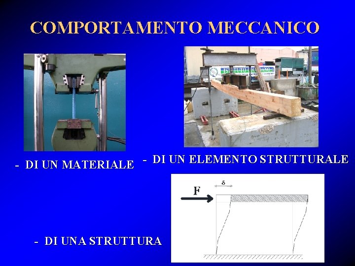 COMPORTAMENTO MECCANICO - DI UN MATERIALE - DI UN ELEMENTO STRUTTURALE - DI UNA