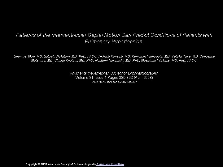 Patterns of the Interventricular Septal Motion Can Predict Conditions of Patients with Pulmonary Hypertension