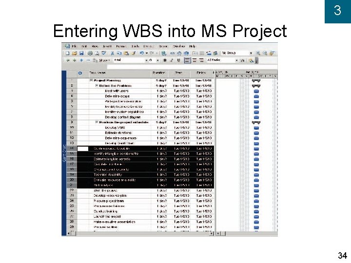 3 Entering WBS into MS Project 34 