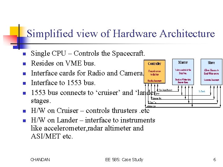 Simplified view of Hardware Architecture n n n n Single CPU – Controls the