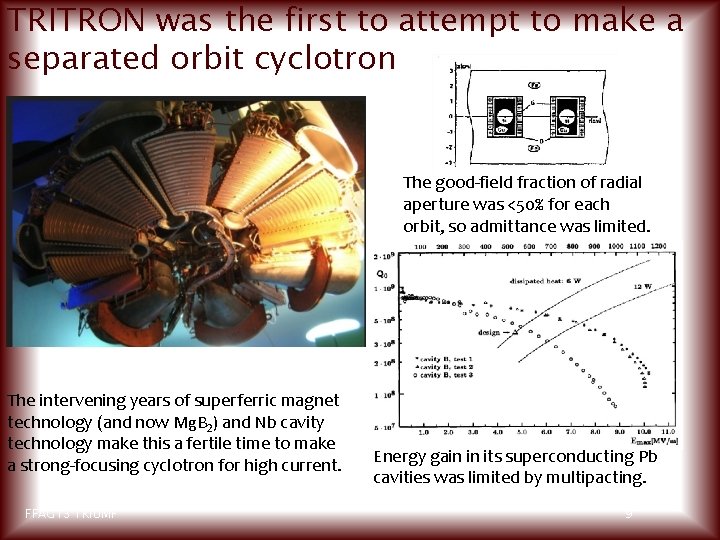 TRITRON was the first to attempt to make a separated orbit cyclotron The good-field