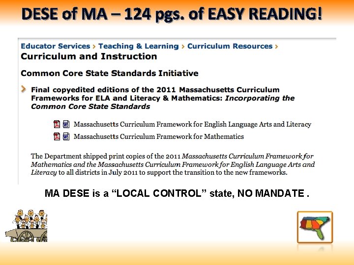 DESE of MA – 124 pgs. of EASY READING! MA DESE is a “LOCAL