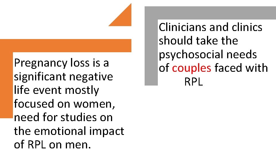 Pregnancy loss is a significant negative life event mostly focused on women, need for