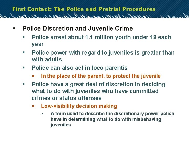 First Contact: The Police and Pretrial Procedures § Police Discretion and Juvenile Crime §