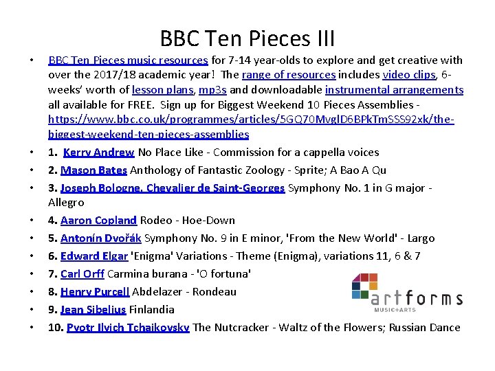  • • • BBC Ten Pieces III BBC Ten Pieces music resources for