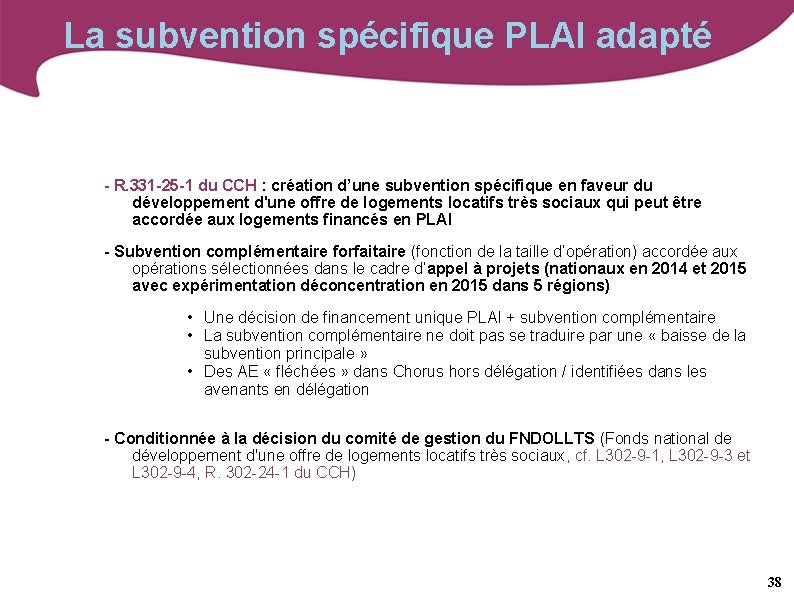 La subvention spécifique PLAI adapté - R. 331 -25 -1 du CCH : création