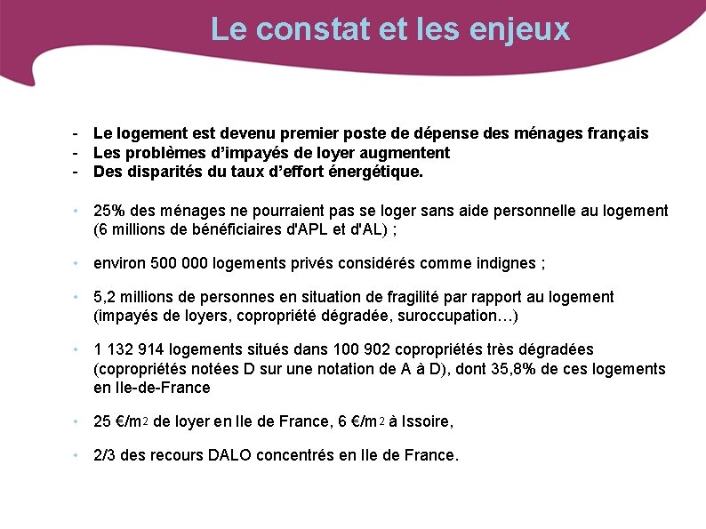 Le constat et les enjeux - Le logement est devenu premier poste de dépense