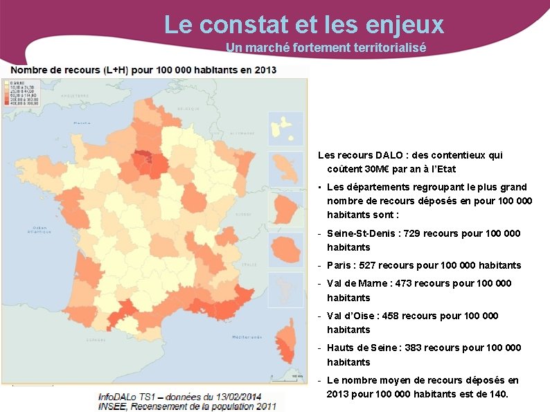 Le constat et les enjeux Un marché fortement territorialisé Les recours DALO : des