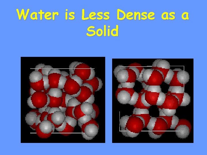 Water is Less Dense as a Solid 