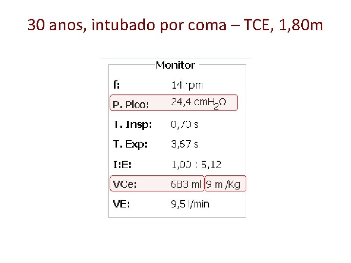 30 anos, intubado por coma – TCE, 1, 80 m 