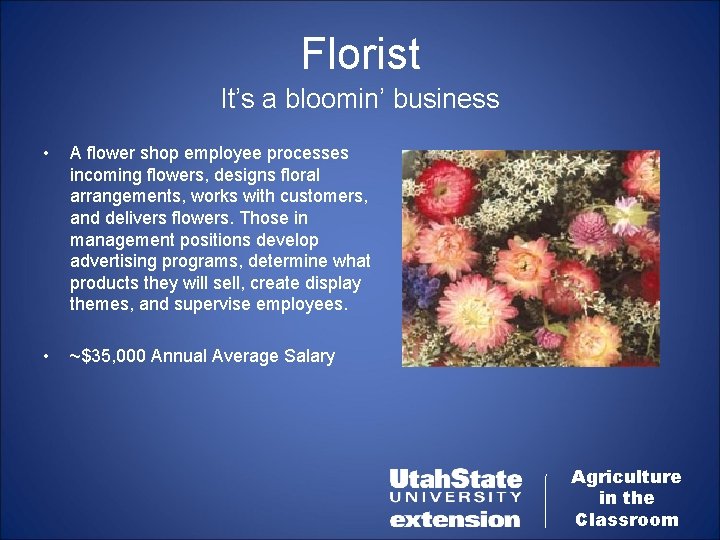 Florist It’s a bloomin’ business • A flower shop employee processes incoming flowers, designs