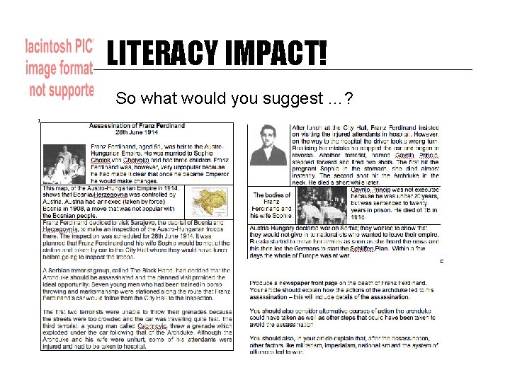 LITERACY IMPACT! So what would you suggest …? 