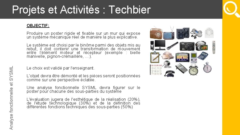 Projets et Activités : Techbier OBJECTIF: Produire un poster rigide et fixable sur un