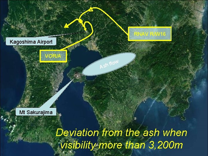 RNAV R/W 16 Kagoshima Airport VOR/A flow h s A Mt Sakurajima Deviation from