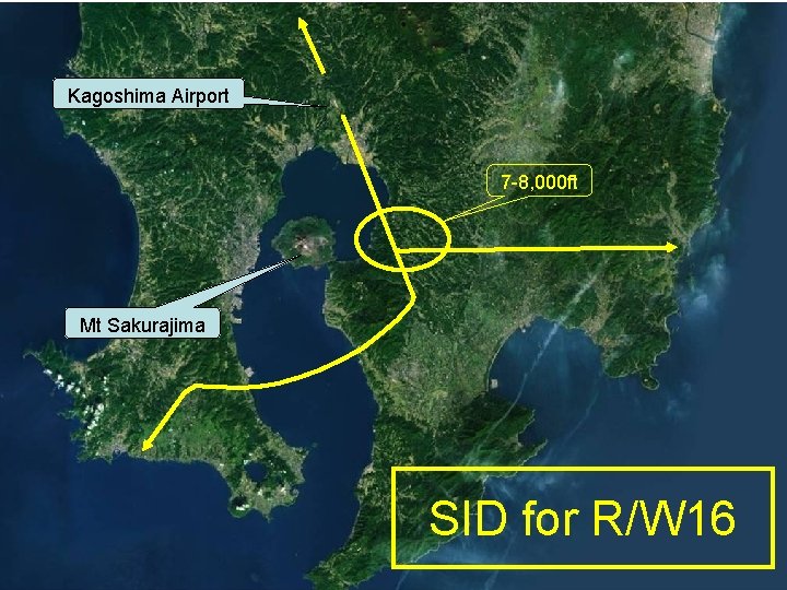 Kagoshima Airport 7 -8, 000 ft Mt Sakurajima SID for R/W 16 