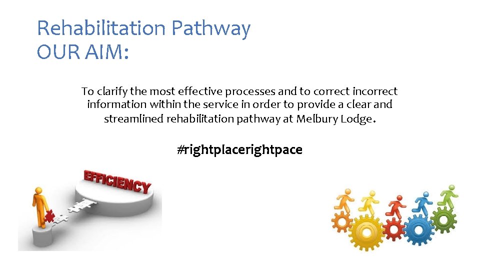 Rehabilitation Pathway OUR AIM: To clarify the most effective processes and to correct information