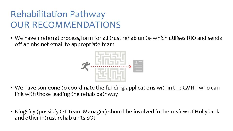 Rehabilitation Pathway OUR RECOMMENDATIONS • We have 1 referral process/form for all trust rehab