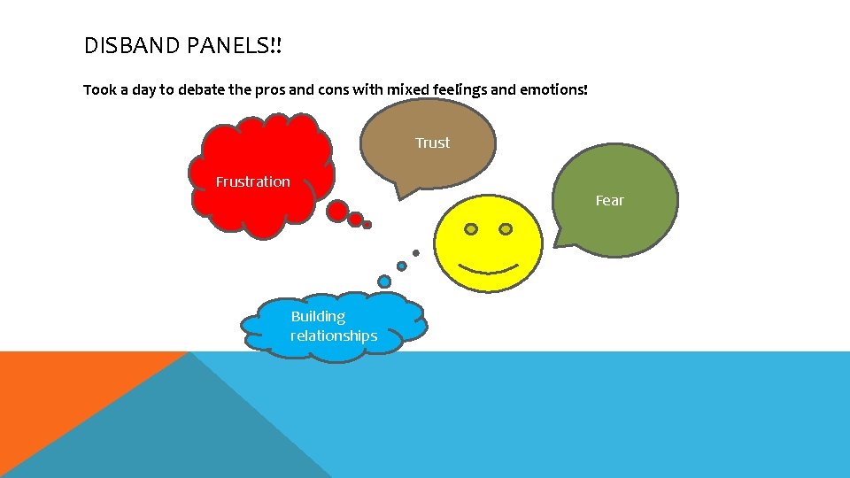 DISBAND PANELS!! Took a day to debate the pros and cons with mixed feelings