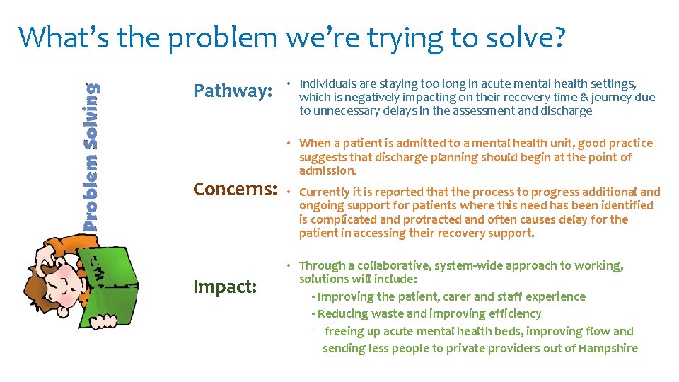 What’s the problem we’re trying to solve? Pathway: Concerns: Impact: • Individuals are staying