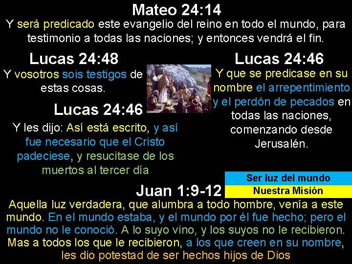 Mateo 24: 14 Y será predicado este evangelio del reino en todo el mundo, Mateo 24: 14 Y será predicado este evangelio del reino en todo el mundo,