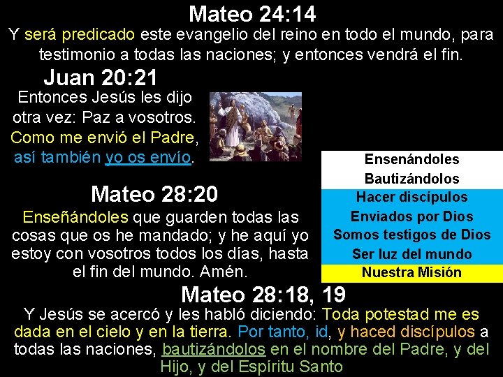 Mateo 24: 14 Y será predicado este evangelio del reino en todo el mundo, Mateo 24: 14 Y será predicado este evangelio del reino en todo el mundo,