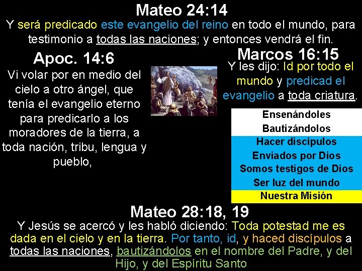 Mateo 24: 14 Y será predicado este evangelio del reino en todo el mundo, Mateo 24: 14 Y será predicado este evangelio del reino en todo el mundo,