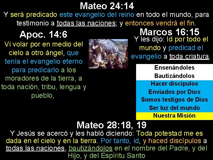 Mateo 24: 14 Y será predicado este evangelio del reino en todo el mundo, Mateo 24: 14 Y será predicado este evangelio del reino en todo el mundo,