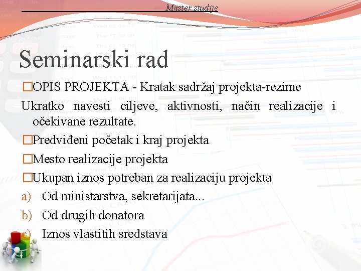 Master studije Seminarski rad �OPIS PROJEKTA - Kratak sadržaj projekta-rezime Ukratko navesti ciljeve, aktivnosti,