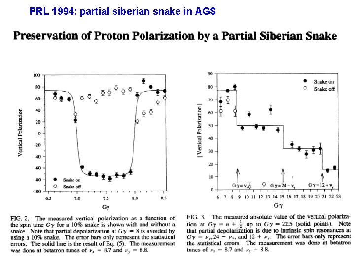 PRL 1994: partial siberian snake in AGS 