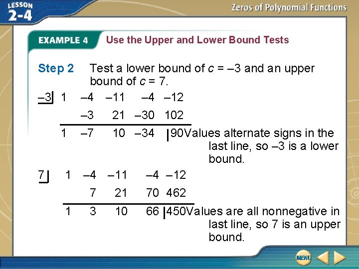 Use the Upper and Lower Bound Tests Step 2 – 3 1 1 7 Use the Upper and Lower Bound Tests Step 2 – 3 1 1 7