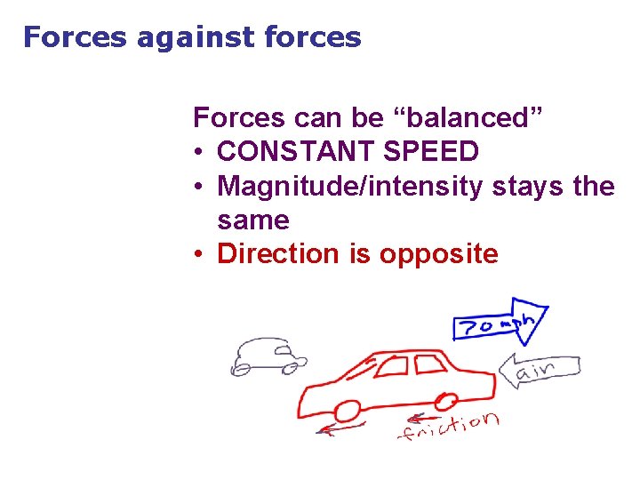 Forces against forces Forces can be “balanced” • CONSTANT SPEED • Magnitude/intensity stays the Forces against forces Forces can be “balanced” • CONSTANT SPEED • Magnitude/intensity stays the