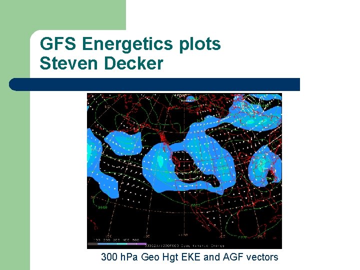 GFS Energetics plots Steven Decker 300 h. Pa Geo Hgt EKE and AGF vectors