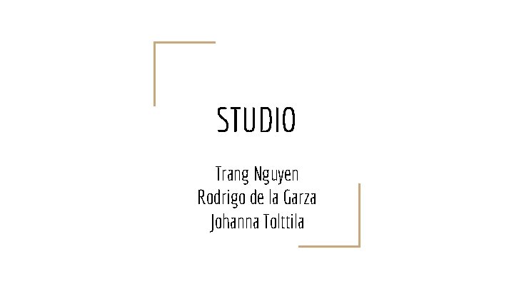 STUDIO Trang Nguyen Rodrigo de la Garza Johanna Tolttila 