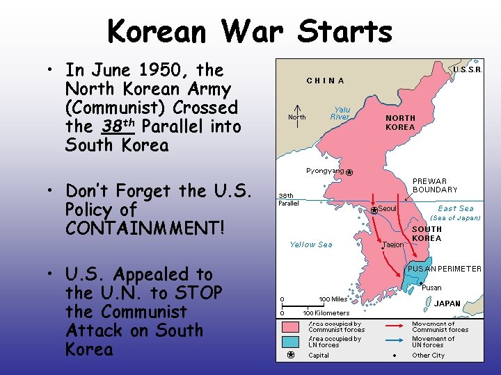 Korean War Starts • In June 1950, the North Korean Army (Communist) Crossed the Korean War Starts • In June 1950, the North Korean Army (Communist) Crossed the