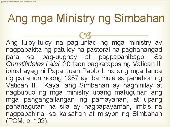 Ang mga Ministry ng Simbahan pag-unlad Ang tuloy-tuloy na ng mga ministry ay nagpapakita