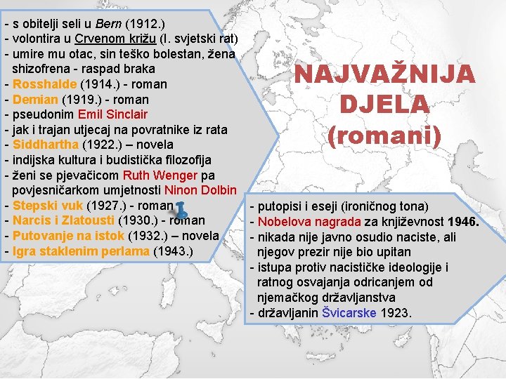 - s obitelji seli u Bern (1912. ) - volontira u Crvenom križu (I.